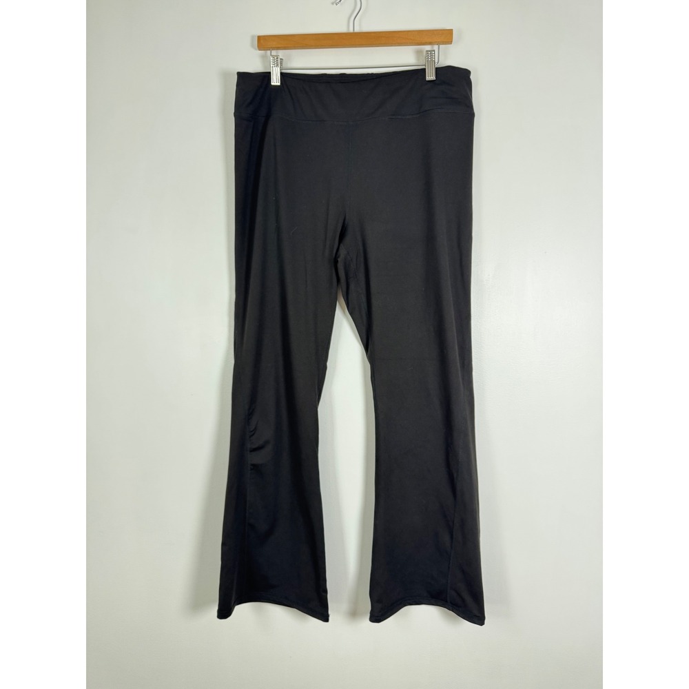 Athleisure Gaiam Womens XXL Bootcut Yoga Pants Black Wide Waistband Stretch